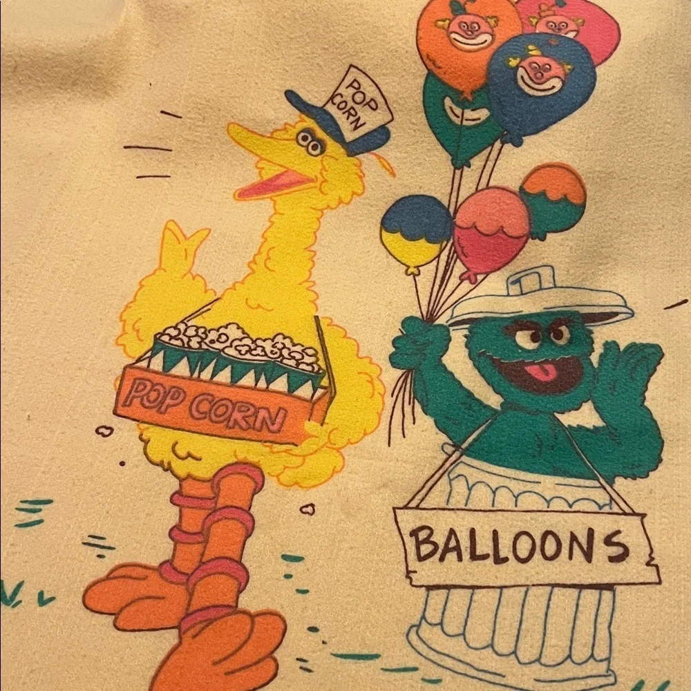 Vintage 1970s Sesame Street Blanket Big Bird Cookie Monster Bert Ernie Parade
